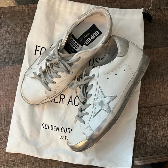Golden Goose super-star sneakers in white & silver - Picture 3 of 7
